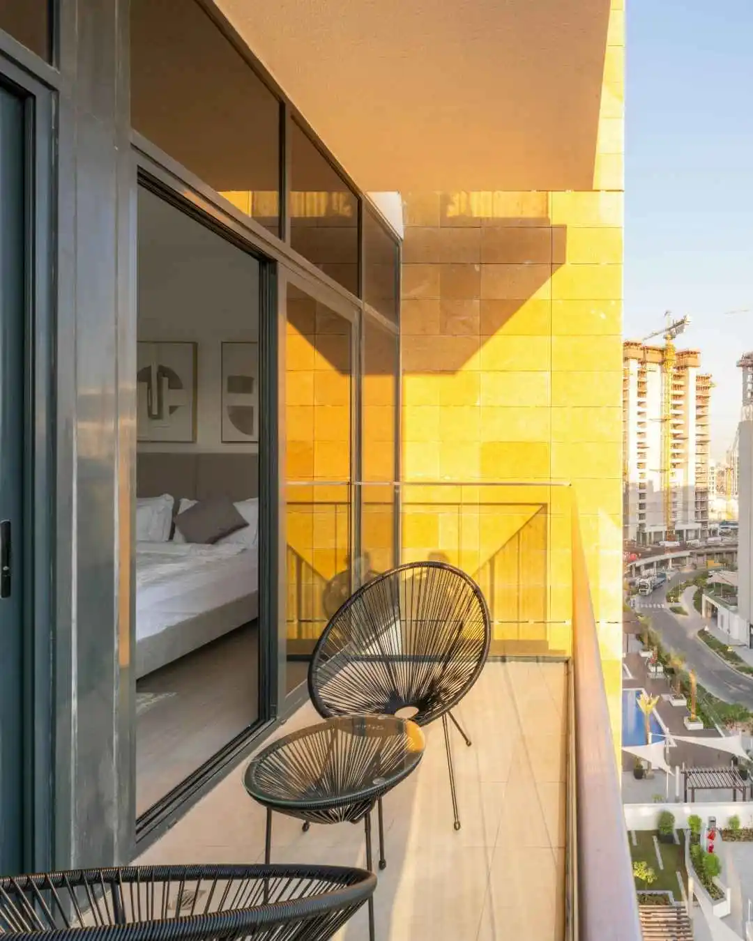 Modern Dubai apartment balcony view reflecting urban living and Average House Price in Dubai-2025.